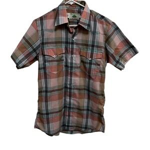 Vintage‎ Mesquite Western Plaid Short Sleeve Shirt Mens Size 15 Cowboy